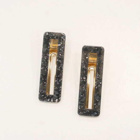 Set of Two Charcoal Hair Clips