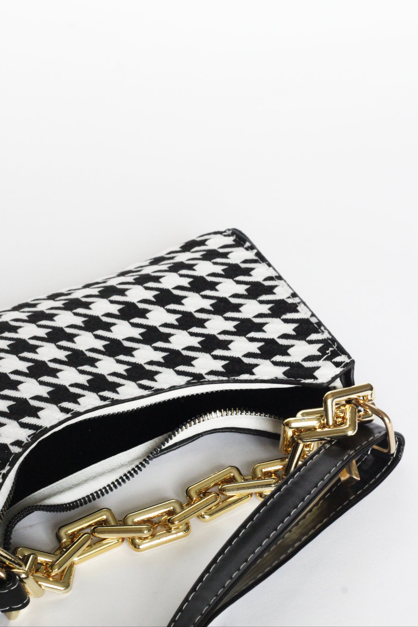 CASSIA Black Houndstooth Mini Shoulder Bag